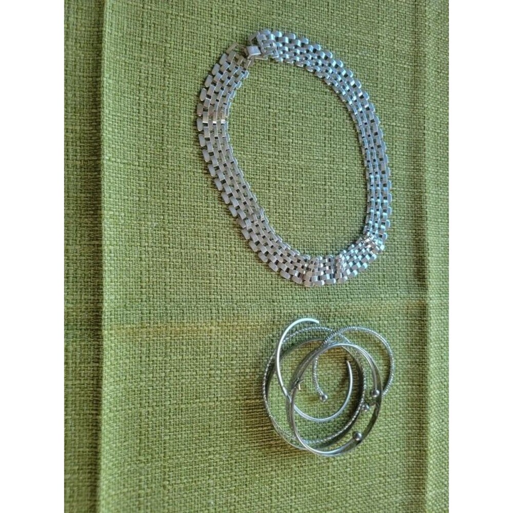 Silver Necklace and Bracelet Set